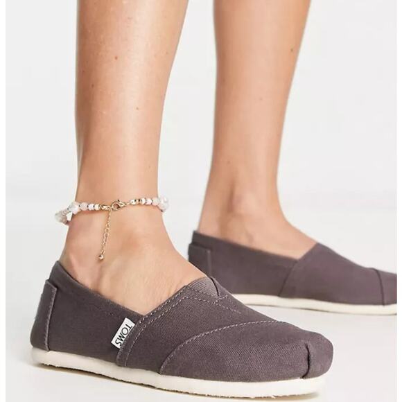 Toms Alpargata Espadrille Flats Womens US 9 UK 7 EU 40 Ash Slip On Cotton Canvas - Picture 1 of 8